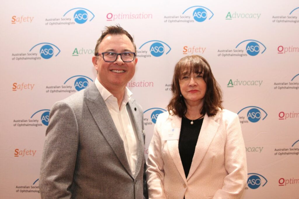 Matt O'Kane (Director of Notion Digital Forensics) and Deborah Jackson (Medico legal Advisory Counsel at MDA National Insurance) at the Australian Society of Ophthalmologists 2023 annual conference in Sydney